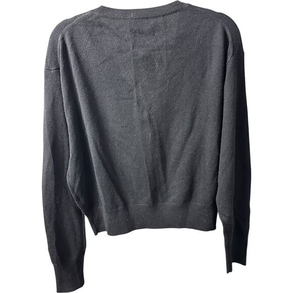 NWT J.Crew Cashmere Relaxed V-neck Sweater Black Oversized Size M - Picture 4 of 8